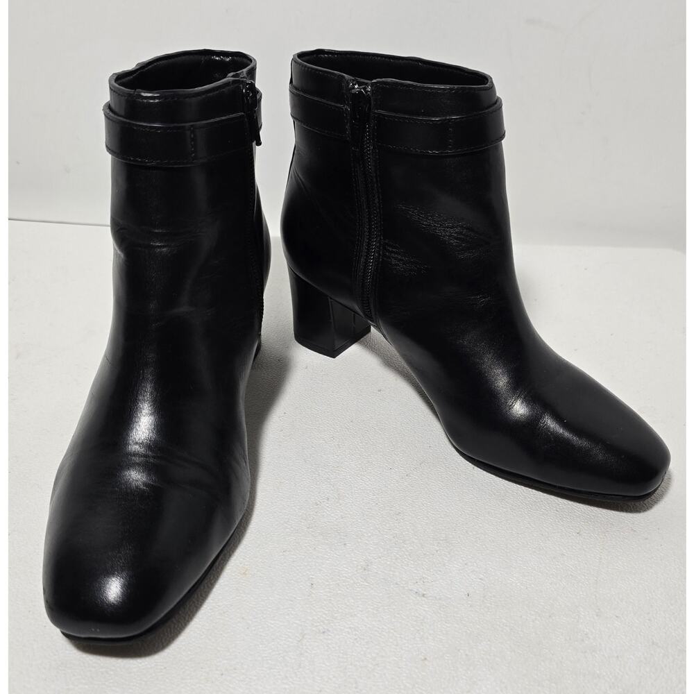 Antonio Melani HARDINE Black Leather Ankle Boots Women's Shoes SZ 6.5 M